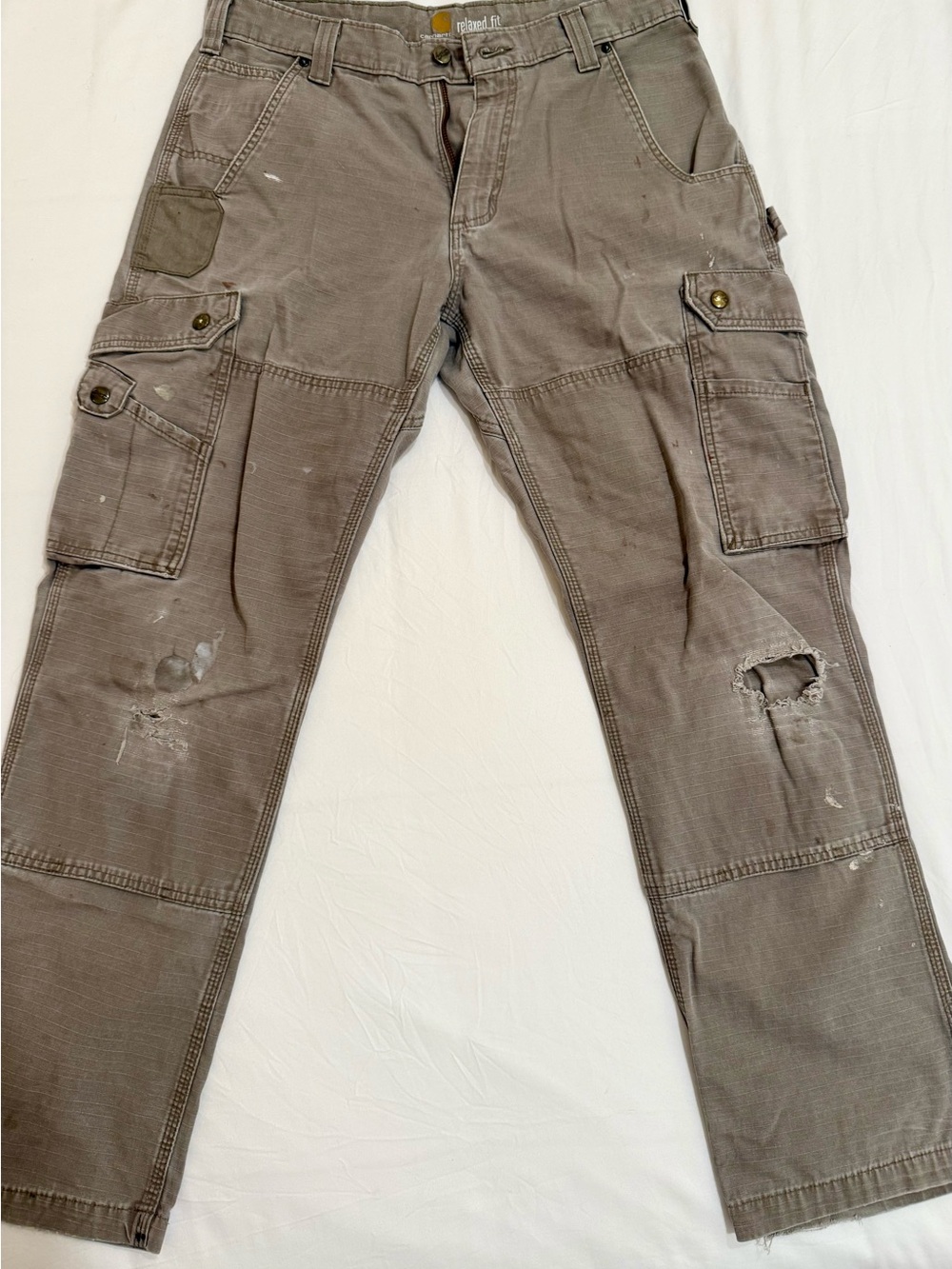 Carhartt B342 Relaxed Fit Ripstop Cargo Pants — Distressed Workwear, 33x32